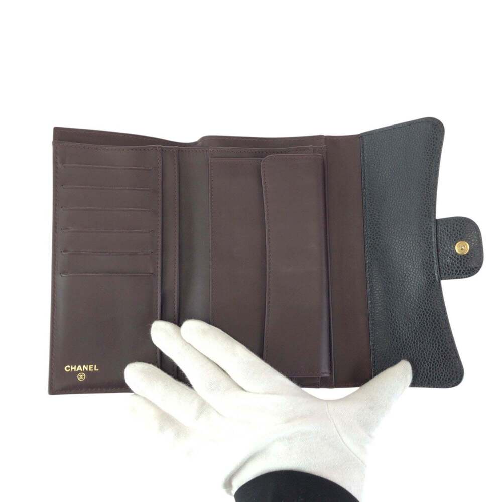 CHANEL Black Caviar Leather Logo Wallet - Picture 6 of 10